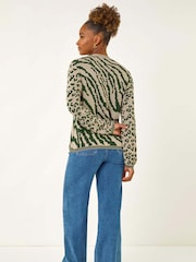 Blusa de malha com estampa Animal Print e detalhes Romanos - Imagem 3 de 5