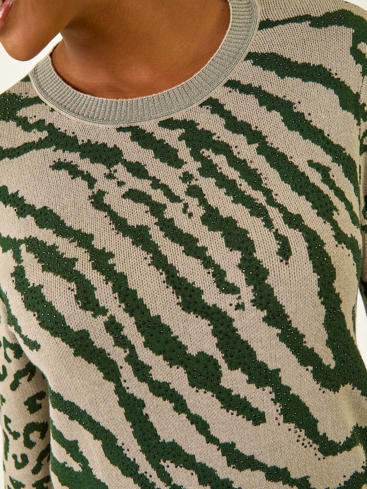 Blusa de malha com estampa Animal Print e detalhes Romanos - Imagem 5 de 5