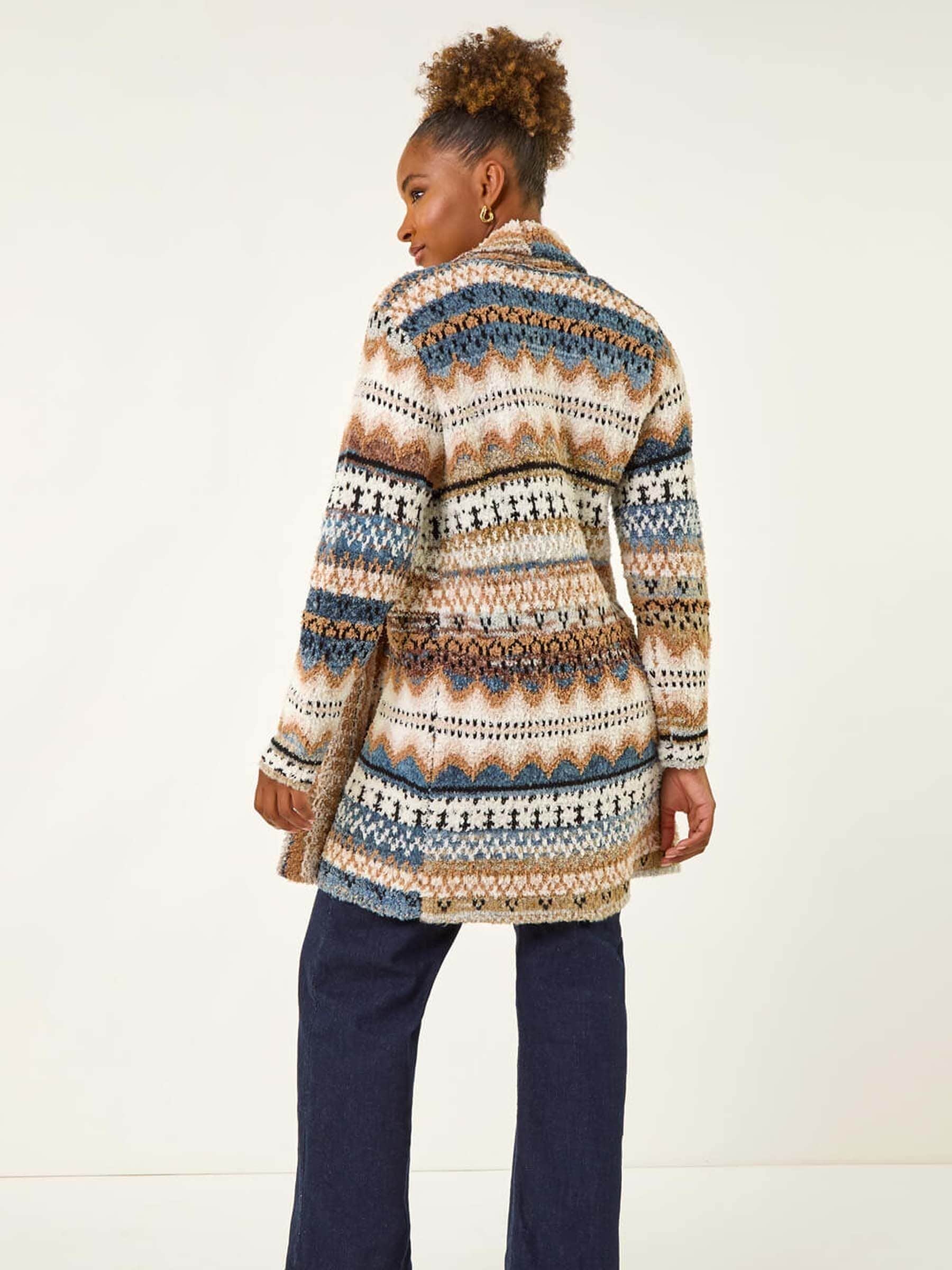 Buy Roman Natural Boucle Jacquard Knitted Cardigan from Next USA