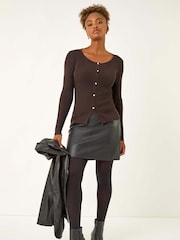 Roman Brown Pearl Ribbed Knit Jumper - Image 2 of 5