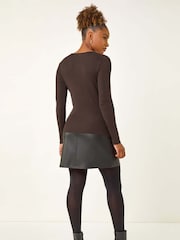 Roman Brown Pearl Ribbed Knit Jumper - Image 3 of 5