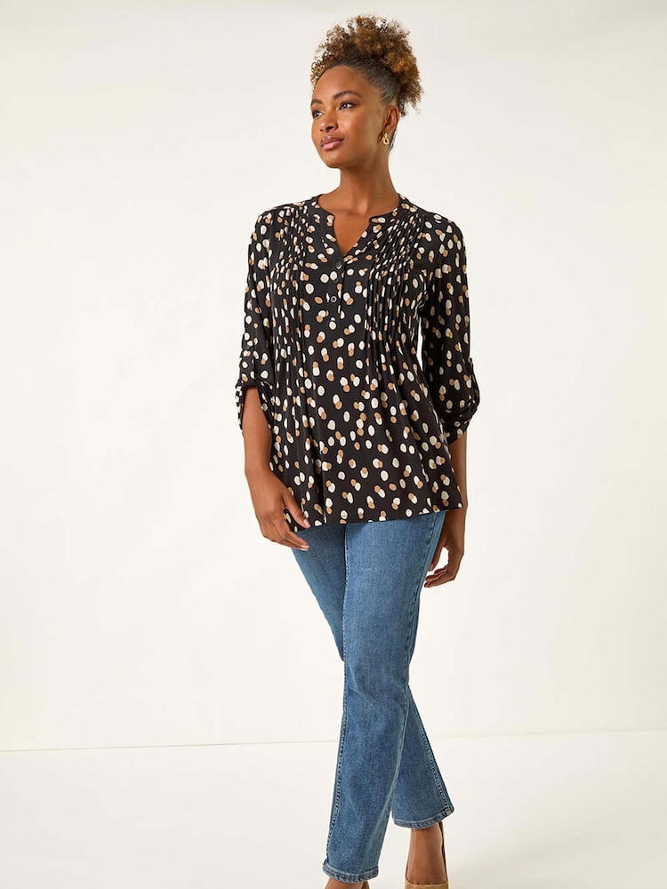 Roman Spot Print V-Neck Stretch Blouse - Imagen 2 de 5
