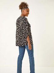 Roman Spot Print V-Neck Stretch Blouse - Imagen 3 de 5