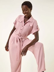 Roman Pink Utility Buttoned Jumpsuit - Image 1 of 5