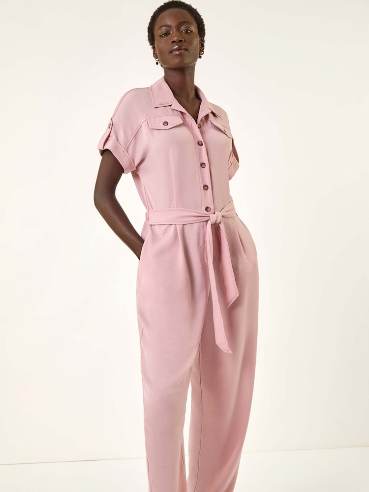 Roman Pink Utility Buttoned Jumpsuit - Image 2 of 5