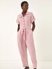 Roman Pink Utility Buttoned Jumpsuit - Image 4 of 5