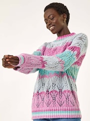 Roman Pink Ombre Stripe Knit Jumper - Image 4 of 5