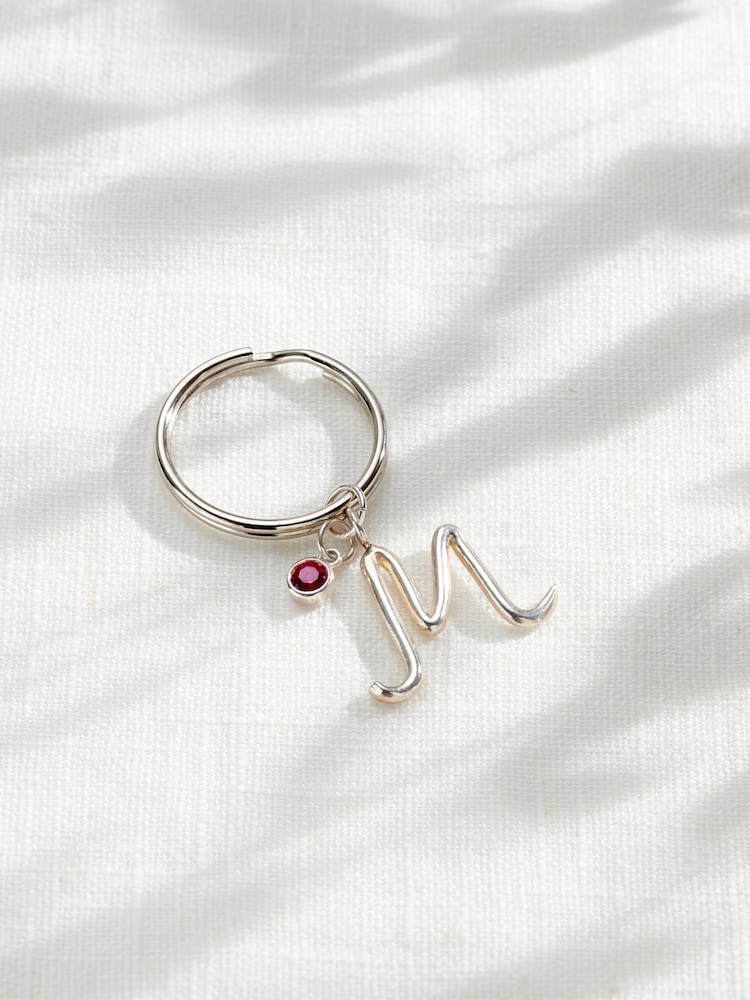 Posh Totty Designs Personalised Initial & Birth Stone Bag Charm - Image 1 of 5 Posh Totty Designs Personalised Initial & Birth Stone Bag Charm - Image 1 of 5