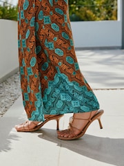 Blue/Orange Scarf Print Maxi Skirt - Image 5 of 8