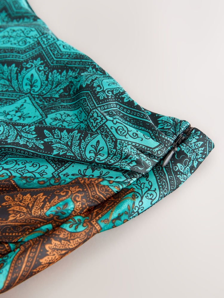 Blue/Orange Scarf Print Maxi Skirt - Image 8 of 8