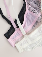 Black/Pink/White Bralette Lace Bras 3 Pack - Image 11 of 11