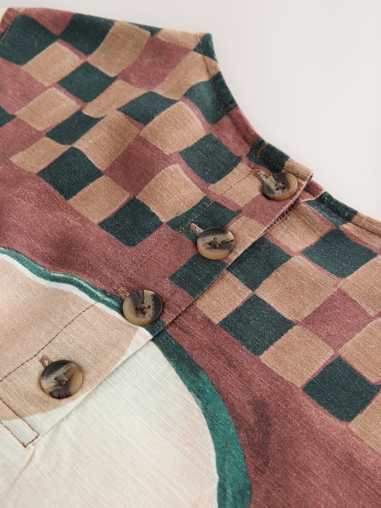 Bird Print Short Sleeve Boxy T-Shirt with Linen - Image 8 of 8