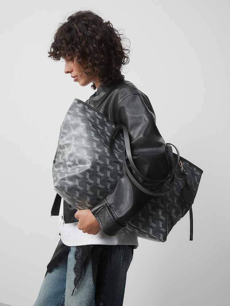 Grey Printed Shoulder Bag - Image 1 of 9