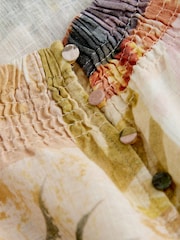 Scenic Print Flutter Sleeve Button Front Top With Linen - Image 2 of 3