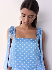 Blue Polka Dot Tabitha Simmons X Next Tie Shoulder Cami Top - Image 1 of 6