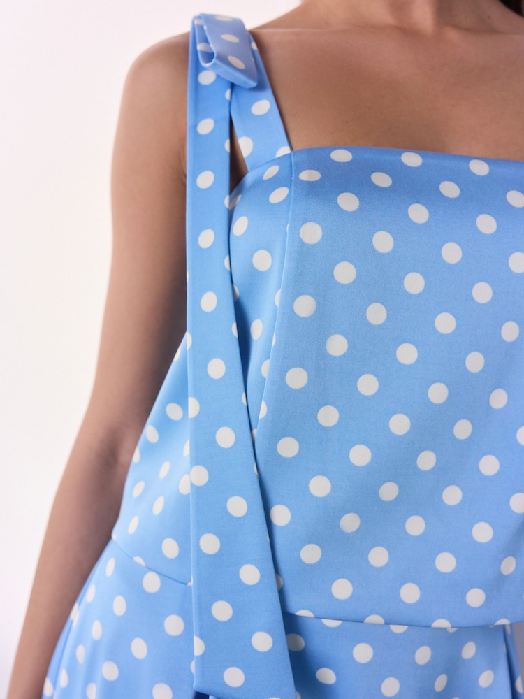 Blue Polka Dot Tabitha Simmons X Next Tie Shoulder Cami Top - Image 2 of 6