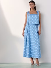 Blue Polka Dot Tabitha Simmons X Next Tie Shoulder Cami Top - Image 5 of 6