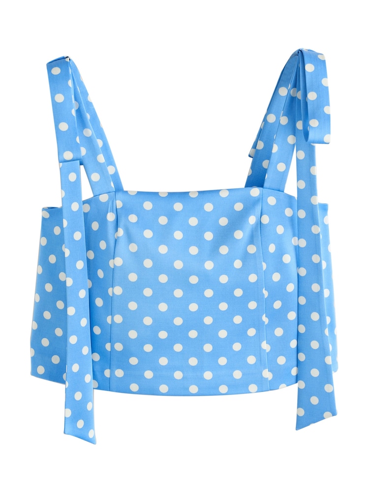 Blue Polka Dot Tabitha Simmons X Next Tie Shoulder Cami Top - Image 6 of 6
