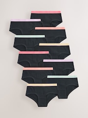 Black Bright Elastic - Pachet 10 de slip hipster (2-16ani) - Imaginea 1 din 14