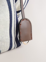 Navy Stripe Canvas Effect Top Handle Bag - Image 8 of 10