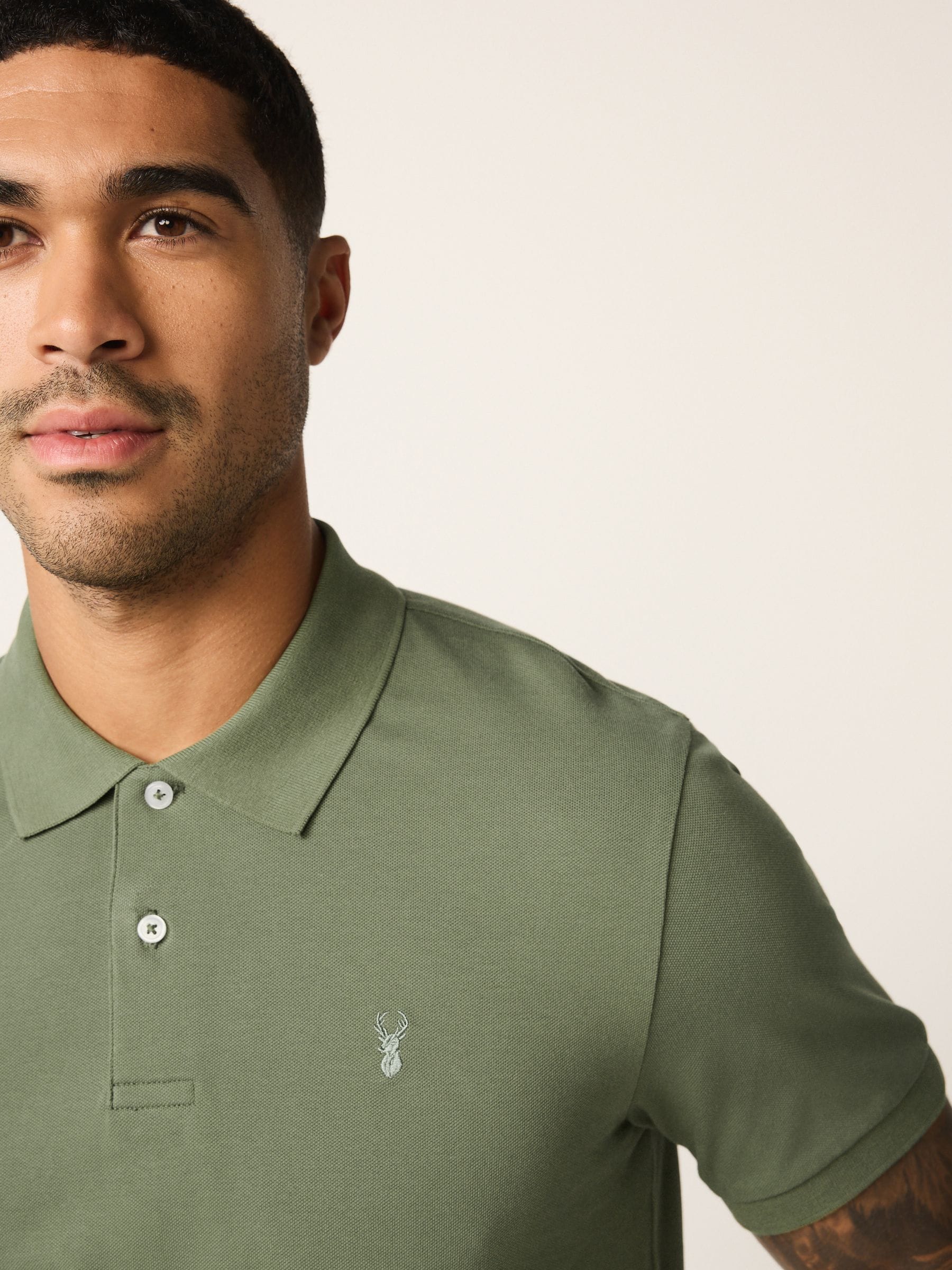本日限定Cotton Knit Short-Sleeve Polo オリーブ 1 Buy Light Olive Green - Slim Fit - Short Sleeve Pique Polo Shirt