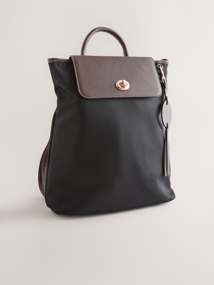 Black Nylon Lock Backpack - Image 1 of 5 Black Nylon Lock Backpack - Image 1 of 5