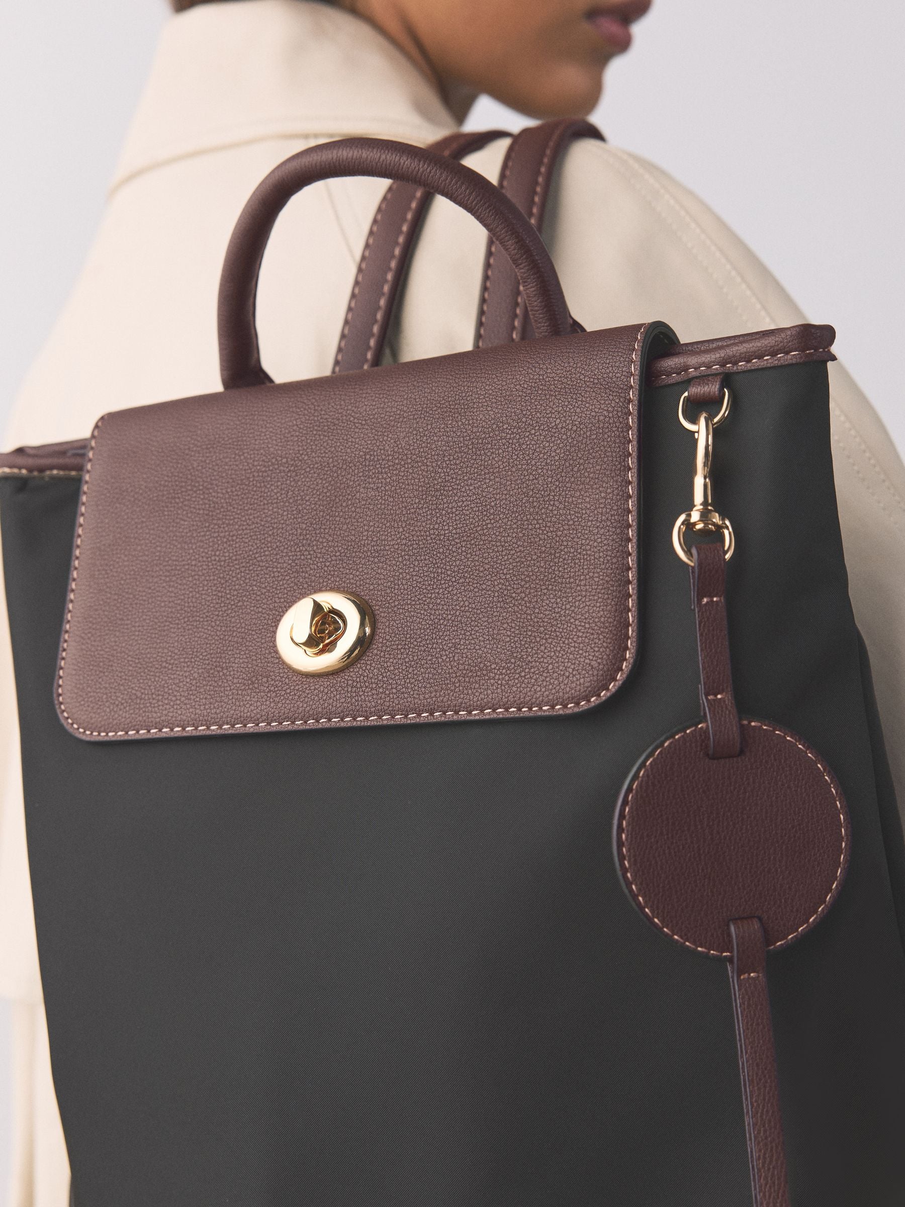 Buy Black Nylon Lock Backpack from Next Romania