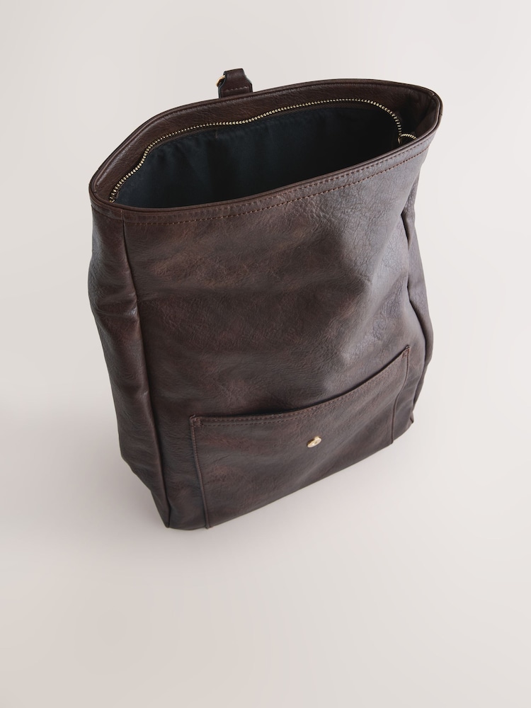 brown leather slouchy backpack Womens Next Chocolate Brown Slouchy Backpack ONE