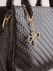 Maro Ciocolată - Weave Embossed Hand Held Bag - Imaginea 6 din 8