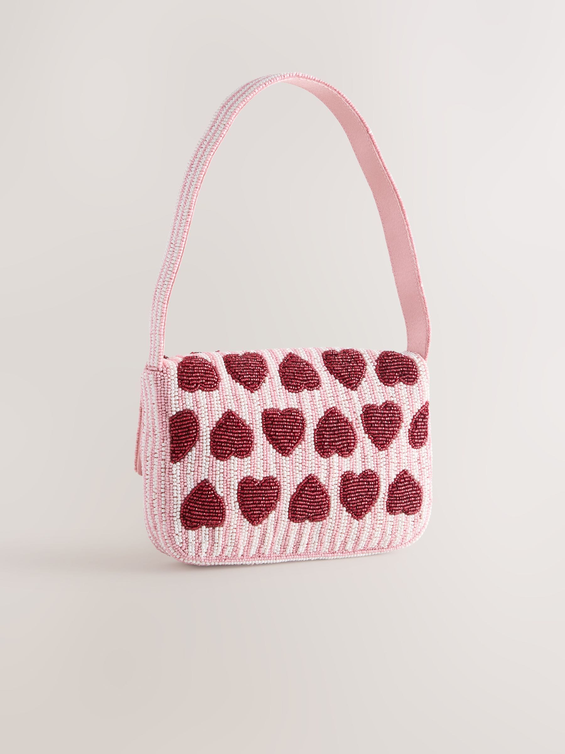 Buy Pink Embellished Heart Beaded Shoulder Bag from Next USA
