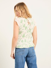 FatFace Betty Ivory Summer Meadow Shirred Top - Image 3 of 7