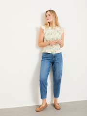 FatFace Betty Ivory Summer Meadow Shirred Top - Image 4 of 7