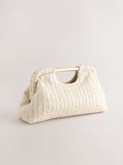 Natūralus - Cut Out Raffia Effect Clutch Bag - 6 paveikslėlis iš 9