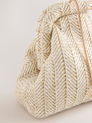 Natūralus - Cut Out Raffia Effect Clutch Bag - 7 paveikslėlis iš 9