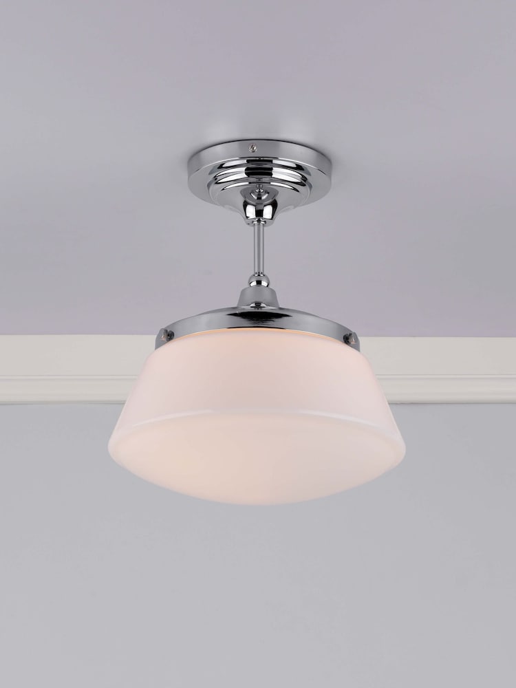 Dar Lighting Polished Chrome Opal Glass Caden Semi Flush - Image 1 of 5