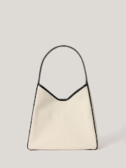 Jigsaw Cream Leather Trim Canvas Heckfield Bag - Image 1 of 6