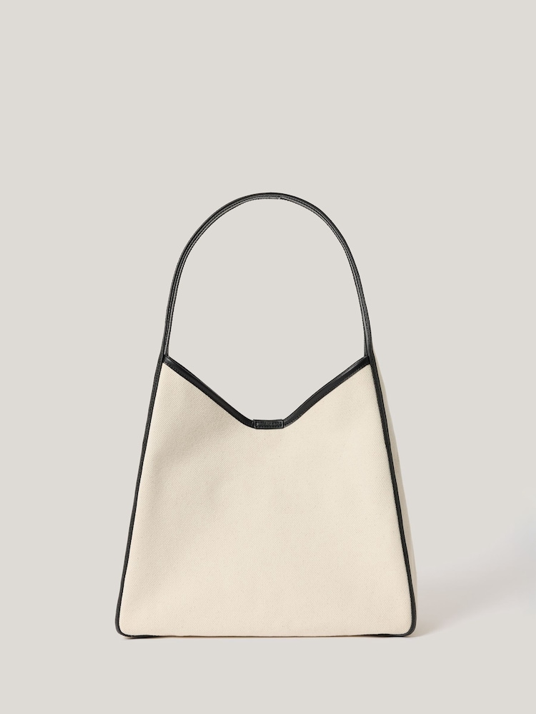 Jigsaw Cream Leather Trim Canvas Heckfield Bag - Image 1 of 6