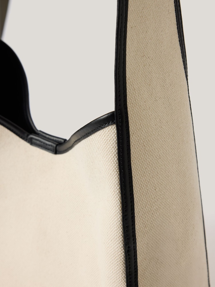 Jigsaw Cream Leather Trim Canvas Heckfield Bag - Image 2 of 6