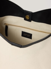 Jigsaw Cream Leather Trim Canvas Heckfield Bag - Image 3 of 6