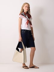 Jigsaw Cream Leather Trim Canvas Heckfield Bag - Image 6 of 6