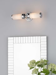 Dar Lighting Polished Chrome Opal Glass Century 2lt Wall Light - Image 1 of 6