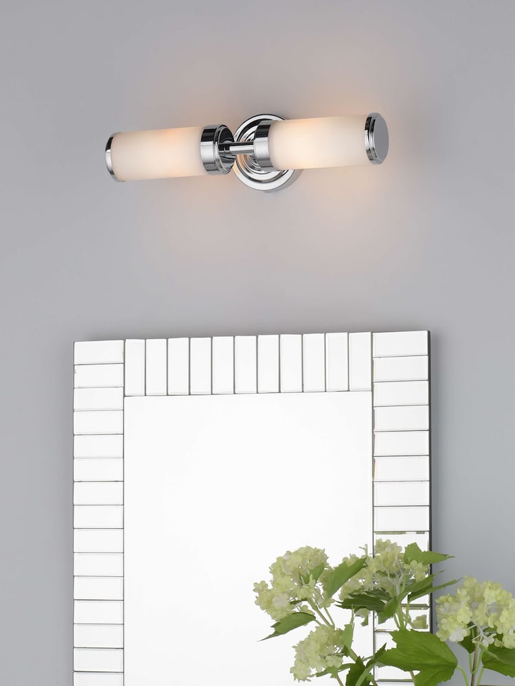 Dar Lighting Polished Chrome Opal Glass Century 2lt Wall Light - Image 1 of 6