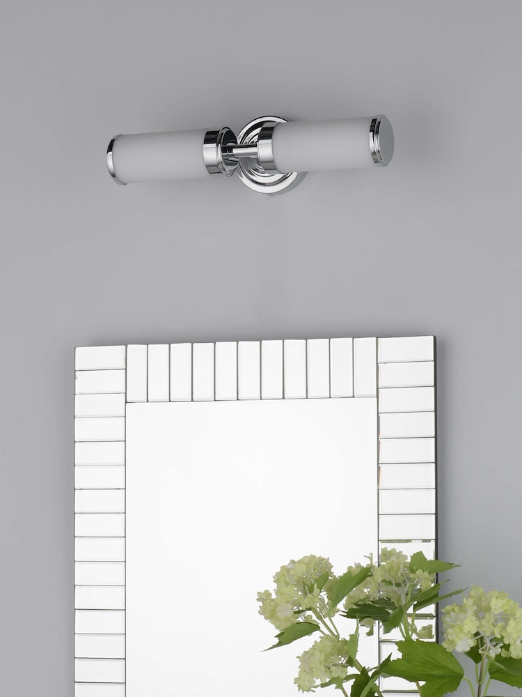 Dar Lighting Polished Chrome Opal Glass Century 2lt Wall Light - Image 2 of 6