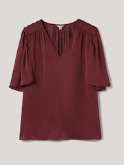 Jigsaw Brown Satin Pleated Blouse - Image 5 of 5