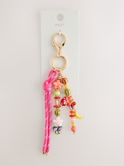 Pink Beaded Bungee Cord Bag Charm - Image 3 of 4