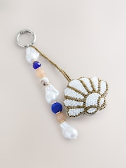 White Beaded Shell Bag Charm - Image 1 of 3