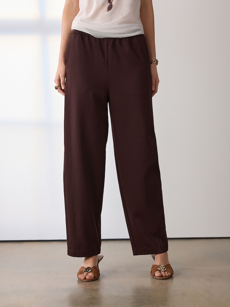 Chocolate Brown Ponte Barrel Leg Trousers - Image 2 of 8