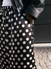 Black/White Polka Dot Satin Cuffed Balloon Trousers - Image 4 of 7