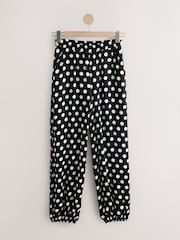 Black/White Polka Dot Satin Cuffed Balloon Trousers - Image 5 of 7
