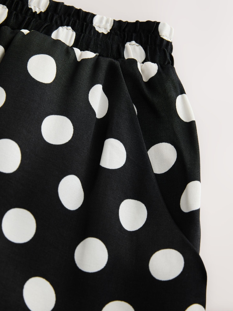 Black/White Polka Dot Satin Cuffed Balloon Trousers - Image 7 of 7